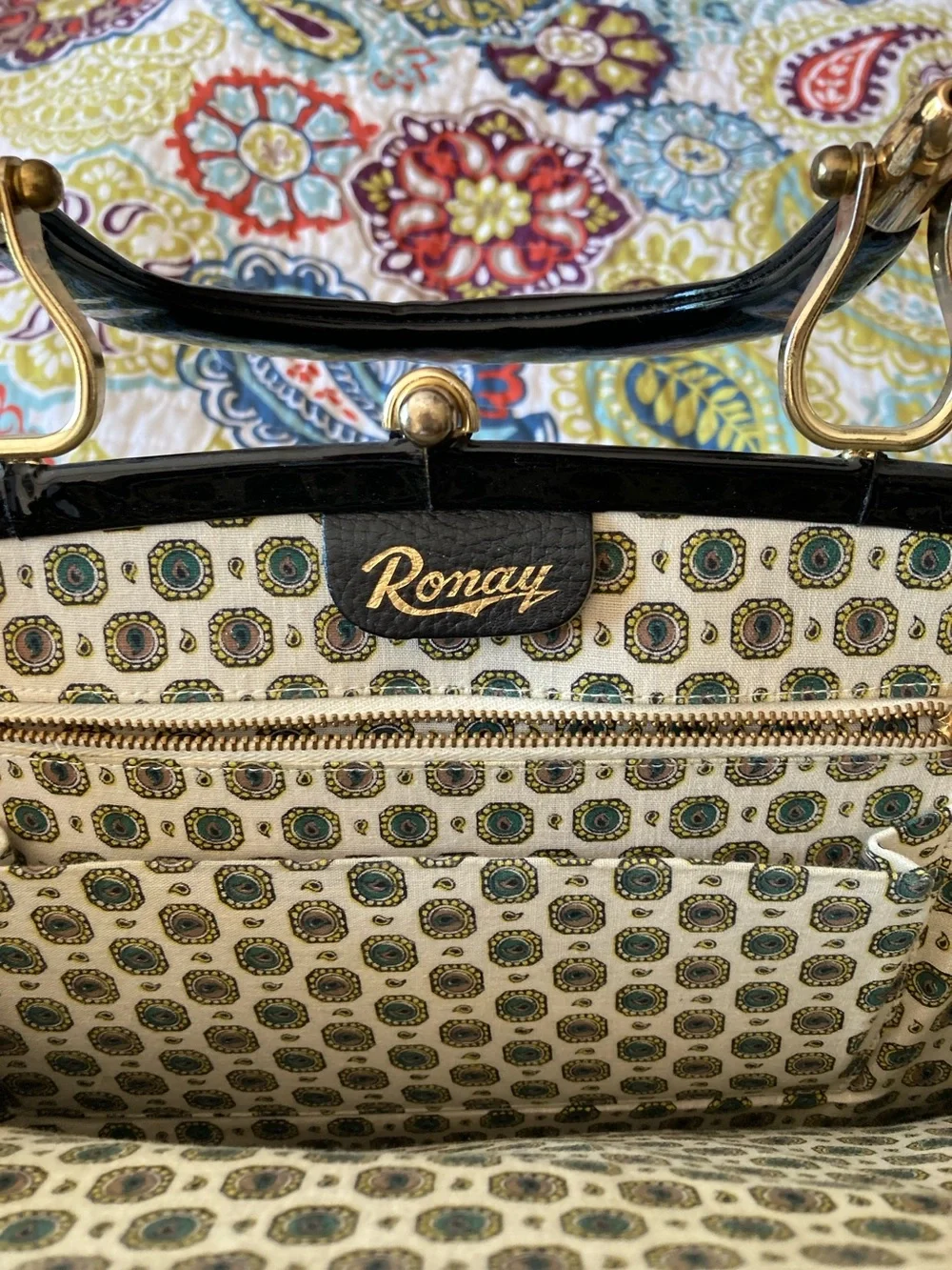 Structured Woven Top-Handle Satchel in Black with Gold Accents